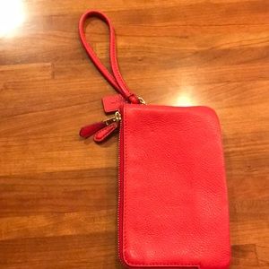 Red double pocket coach wristlet